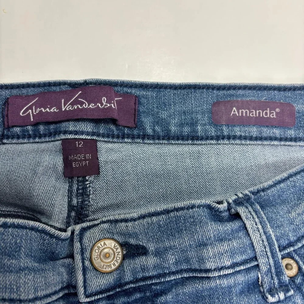 Gloria Vanderbilt Amanda Straight leg‎ Women's size 12P Medium Blue Denim Jeans